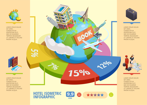 World travel infographic template vector 05