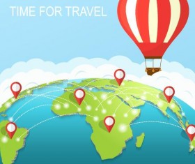 World travel with hot balloon vector
