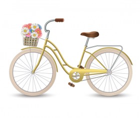 Yellow bicycle with flower vectors