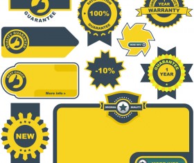 Yellow quality labels with badge vector