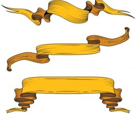 Yellow ribbons hand drawn material vector 02