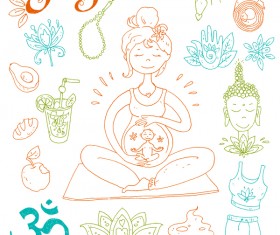 Yoga design elements hand drawn vector 01