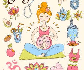 Yoga design elements hand drawn vector 03