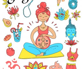 Yoga design elements hand drawn vector 04