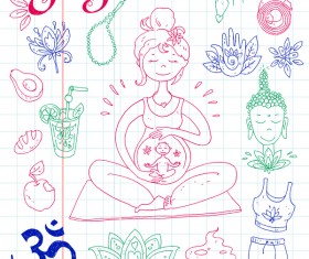 Yoga design elements hand drawn vector 05