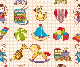 baby seamless pattern with cute toy vectors 01