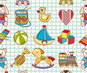 baby seamless pattern with cute toy vectors 02