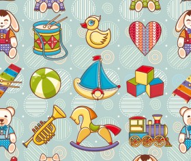 baby seamless pattern with cute toy vectors 03