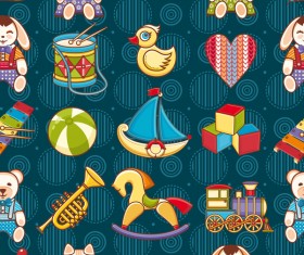 baby seamless pattern with cute toy vectors 04