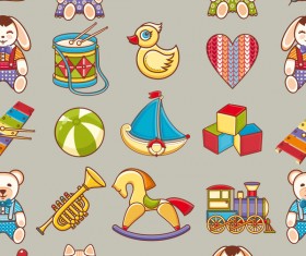 baby seamless pattern with cute toy vectors 07