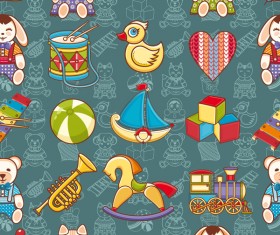baby seamless pattern with cute toy vectors 09