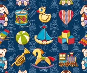 baby seamless pattern with cute toy vectors 10
