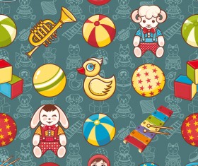 baby seamless pattern with cute toy vectors 11