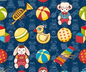 baby seamless pattern with cute toy vectors 12
