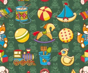 baby seamless pattern with cute toy vectors 14