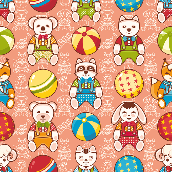 baby seamless pattern with cute toy vectors 15