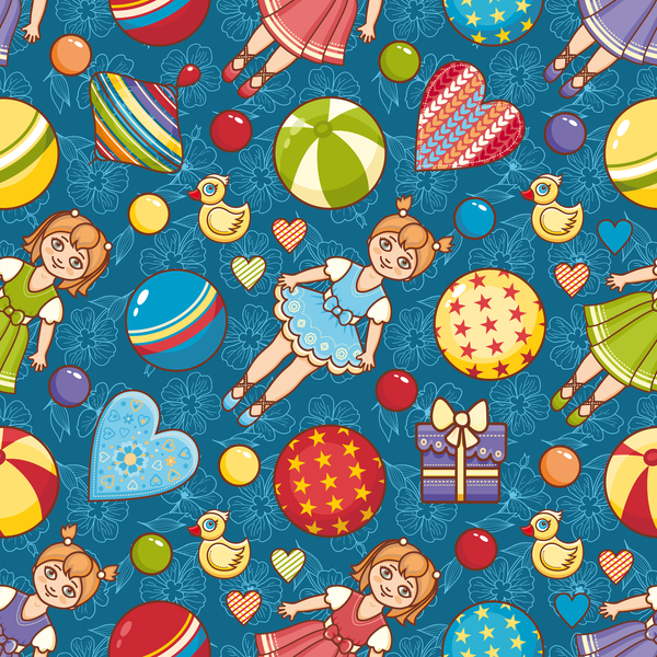 baby seamless pattern with cute toy vectors 18