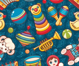 baby seamless pattern with cute toy vectors 20