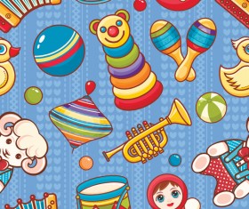 baby seamless pattern with cute toy vectors 21