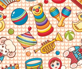 baby seamless pattern with cute toy vectors 23