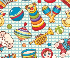 baby seamless pattern with cute toy vectors 24