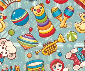 baby seamless pattern with cute toy vectors 25