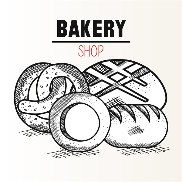 bakey shop hand drawn vector design 03