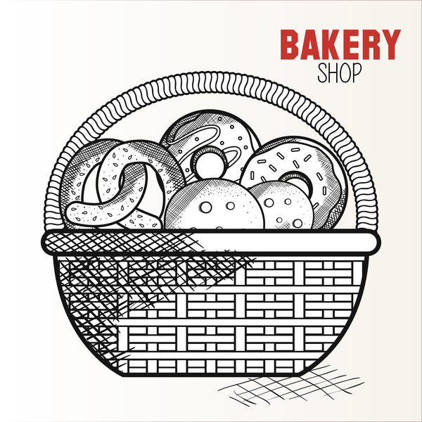 bakey shop hand drawn vector design 04