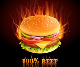 beef burger poster vector