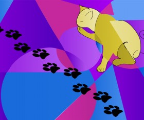 cat and his traces background vector