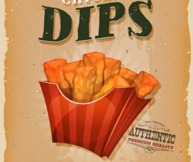 chicken dips snack poster and barbecue retro vector