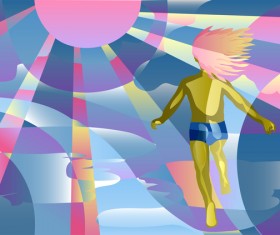 child and sun background vector