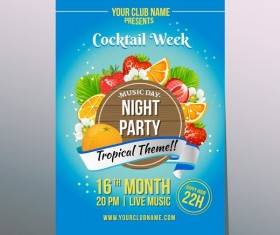 cocktail tropical party poster vector
