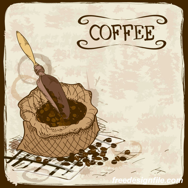 coffee poster retro hand drawn vector 01