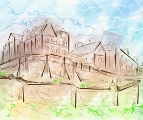 edinburgh castle hand drawn vector material