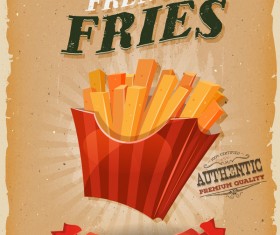 french fries poster and flyer retro vector