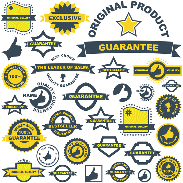 guarantee labels with bacge vintage vector