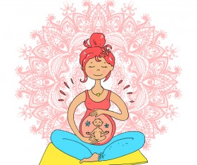 hand drawn yoga illustration vector material 02