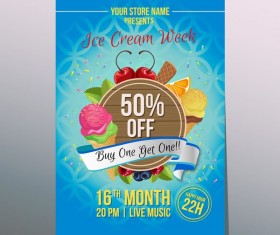 happy ice cream poster vector