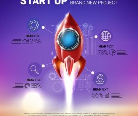 rocket start up infographic vector
