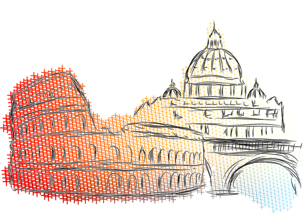rome hand drawn vector material