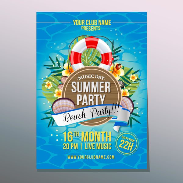summer beach party poster vector