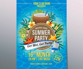 summer coconut party poster vector