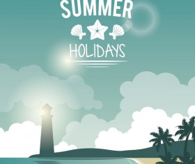 summer holiday time tropical travel poster vector 02