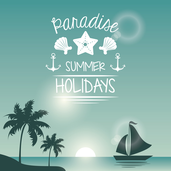 summer holiday time tropical travel poster vector 04
