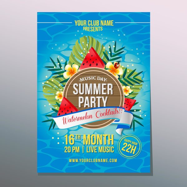 summer party watermelon poster vector