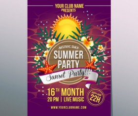 summer sunset party poster vector