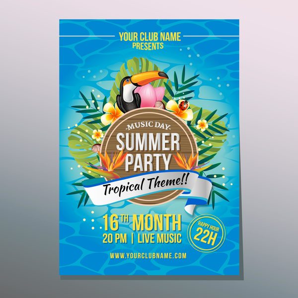 summer tropical party poster vector