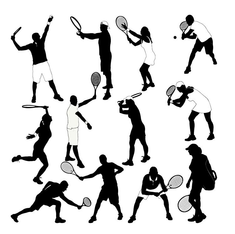tennis ball silhouette vector set 03