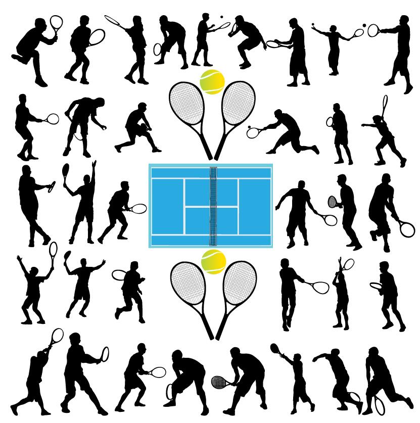 tennis ball silhouette vector set 04